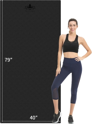 Hatha Extra-Long TPE Yoga Mat 79"" x 40"" x 1/2"" - Thick, Non-Slip Exercise Mat for Yoga, Pilates & Home Workouts