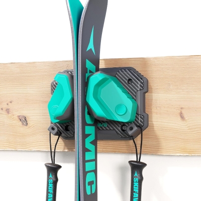 Skifavs Ski & Snowboard Wall Rack for Garage Wall — Universal Fit, Damage-Free Storage Rack, Green (1-Pack)