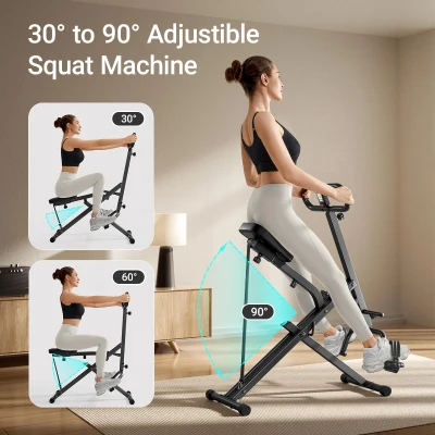 UMAY Foldable Home Squat & Row Machine with 3 High-Strength Resistance Bands