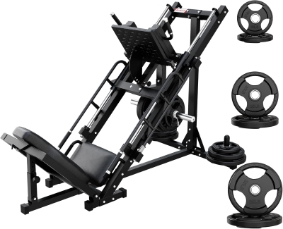 RitFit Heavy-Duty Leg Press & Hack Squat Station with Plate Set, Linear Bearings and Weight Storage for Home Gyms