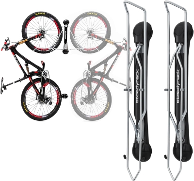 Steadyrack Vertical Bike Rack for Mountain Bikes — Wall-Mounted Pivot Storage, Fits Wide Tires, Heavy-Duty Steel
