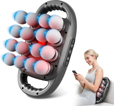16-Head Deep Tissue Massage Gun Set — Percussion Massager with 9 Modes & 9 Intensity Levels, USB-C Fast Charging (Black, 16-Head)