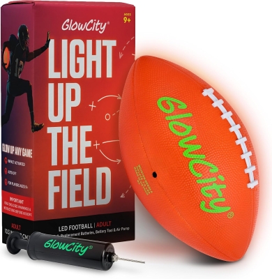 GlowCity Glow-in-the-Dark Football - Size 6 Light-Up Ball for Teens & Adults, Night Play