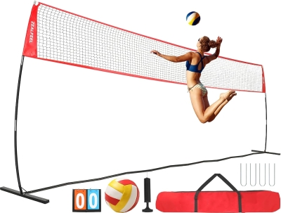 20ft Volleyball Training Net – Portable Freestanding Practice System, Height-Adjustable with Carry Bag for Backyard & Indoor Drills