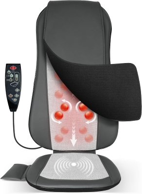 COMFIER Heated Back Massager Pad with Shiatsu, 2-Speed Full-Back Chair Massager with Spot Function and Vibrating Seat – Lightweight Massage Cushion for Home, Office, Gifts for Men & Women