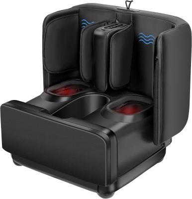 COMFIER 2-in-1 Shiatsu Foot & Calf Massager with Heat — Foldable Ottoman Design, Kneading, Vibration & Compression, Relieves Tired Muscles & Plantar Fasciitis, Fits Up to Size 13