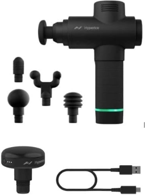 Hyperice Hypervolt 2 Handheld Percussion Massage Gun (Black) with Heated Head Attachment — Compatible with All Hypervolt Models