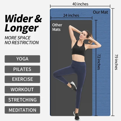 Hatha Extra-Long TPE Yoga Mat - 79 x 40 x 0.5 inches, Thick Reversible Non-Slip Exercise Mat for Tall Yogis, Pilates & Home Gym