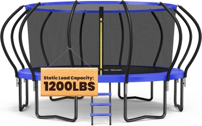 ORCC 1200 lb Capacity Trampoline — Outdoor Family Trampoline in 8–16ft Sizes with Reinforced Net, Galvanized Frame and Thick Padding