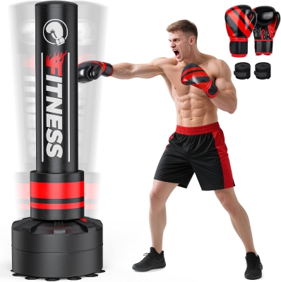 GIKPAL Freestanding Punching Bag with Stand and 12 oz Gloves — Heavy Kickboxing/MMA Training Bag for Adults