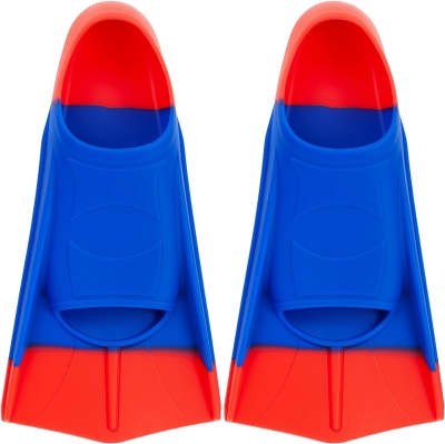 Junior Swim Training Fins — Soft Silicone Short Flippers for Children, Boys & Girls, Beginner Swim Aid