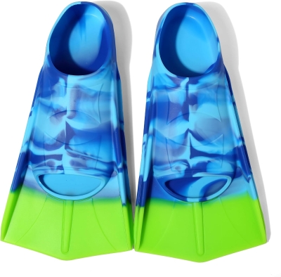 Short Kids Swim Fins — Comfortable Lap Swimming Flippers for Beginner Training, Boys & Girls