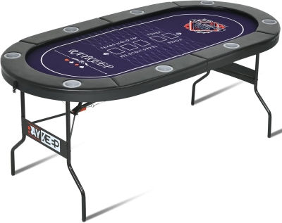 71-Inch Folding Poker Table for 6-8 Players — Portable Casino-Grade Felt Table with Collapsible Legs, Padded Rails and Deep Cup Holders for Texas Hold'em & Blackjack
