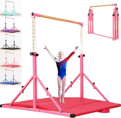 MARFULA Foldable Gymnastics Kip Bar Set – 5 ft Crossbar, 4 ft Inner Width, Adjustable 36""–60"" Height for Kids – Suitable for Home and Club Training