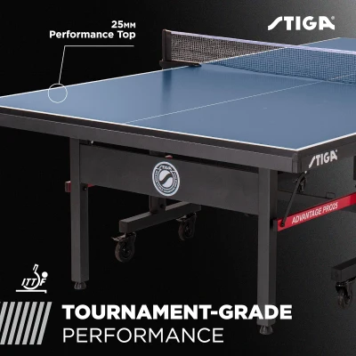 STIGA Advantage Series Table Tennis Tables — 13, 15, 19 or 25mm Tops, QuickPlay 10-Min Assembly, Playback Mode, Recreational to Tournament Ready
