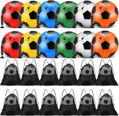 Operation Christmas — Bulk 12-Pack Deflated Soccer Balls (Size 5 & 4) with Pump and Drawstring Bag — Charity Donation & Christmas Gift Set