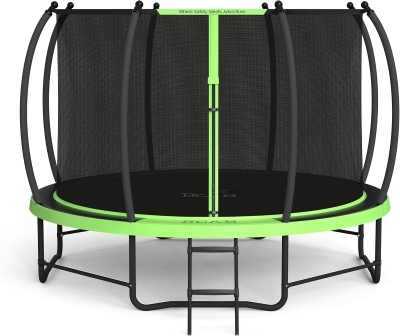BCAN Outdoor Trampoline with Enclosure & Ladder — Available in 8ft/10ft/12ft/14ft/15ft/16ft — ASTM F381-16 Certified Recreational Trampoline for Kids and Adults