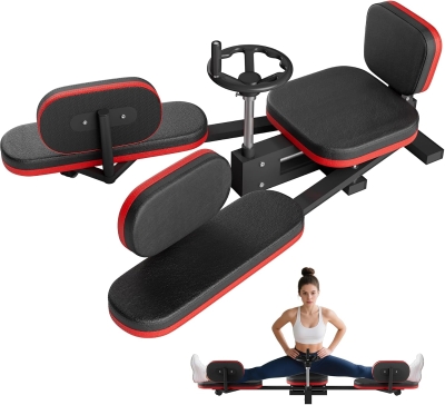 NArra Heavy-Duty Leg Stretcher — Adjustable Flexibility Trainer up to 330 lbs, Gear-Driven 180° Stretch Machine with Padded Seat and Footrests (Black)