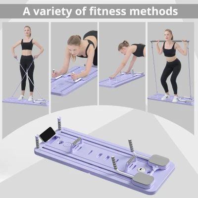 JANUA 5-in-1 Pilates Reformer Sliding Board - Foldable Home Pilates Set with Added Push-Up & Pilates Bars