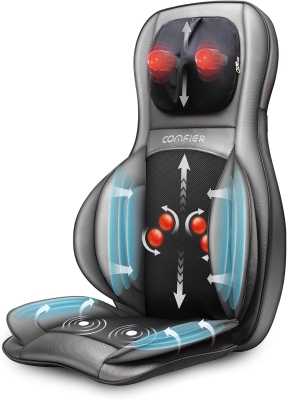 COMFIER 2D/3D Shiatsu Neck & Back Massager with Heat - Adjustable Rolling & Spot Massage, Compression and Vibration Chair Pad with 2D/3D Kneading