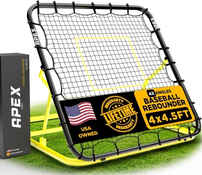 Apex Sports 4 x 4.5 Ft Multi-Sport Rebounder – Adjustable Angles, Durable Construction, Portable Trainer