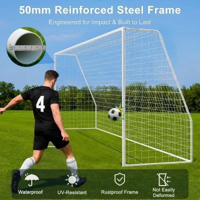 MOPHOTO Soccer Goal — 6x4/8x6/10x6.5/12x6/16x7/18.5x6.5/21x7/24x8 ft Backyard & Full-Size Training Goals for Teens & Adults