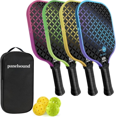 USAPA-Approved Fiberglass Pickleball Paddle Set — Available in 2 or 4 Packs with 4 Outdoor Balls and Carrying Case