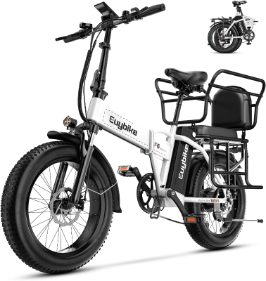 KEBIKO 1000W Peak Folding Electric Bike - 48V 20Ah Removable Battery, 30+ MPH, Up to 80 Mile Range, 20"" Fat Tire Foldable E-Bike for Adults (Commute, Beach, Snow)
