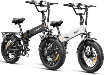 Jasion X-Hunter Foldable E-Bike — 750W Motor (Peak 1400W), 624Wh Removable Battery, 30 MPH, 20""x4"" Fat Tires, Full Suspension, 70+ Mile Range, 7-Speed
