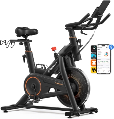 MERACH Self-Powered Magnetic Exercise Bike — 40 lb Flywheel, 350 lb Capacity, Auto-Adjust Resistance & App Connectivity