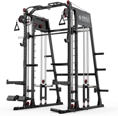 Mikolo M4 2.0 Ultra Smith Machine & 2200 lb Power Rack with Dual Cable Crossover and Leg Hold-Down Attachment