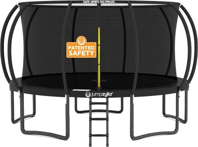 JUMPZYLLA Outdoor Trampoline with Enclosure & Ladder — 8/10/12/14/15/16 ft, ASTM-Certified Recreational Trampoline for Kids & Adults, Anti-Rust Frame