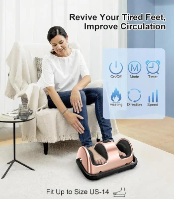 CARESKY Shiatsu Foot Massager with Heat & Rolling Deep-Kneading — Fits Up to Size 14, Multiple Modes for Plantar Fasciitis & Neuropathy