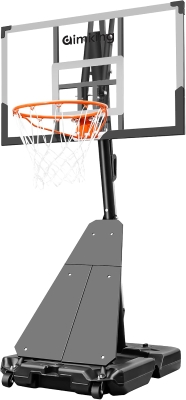 Aimking 44"" Shatterproof Backboard Basketball System, 4.8–10 ft Height-Adjustable Hoop for Youth, Teens & Adults (Indoor/Outdoor/Pool)