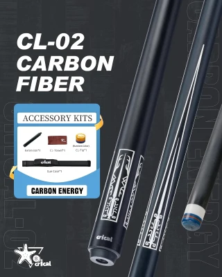 CRICAL 58"" Carbon Fiber Pool Cue Set CL-02 — Professional Low-Deflection Billiard Cue with 3/8×8 Joint and 12.5mm Tip