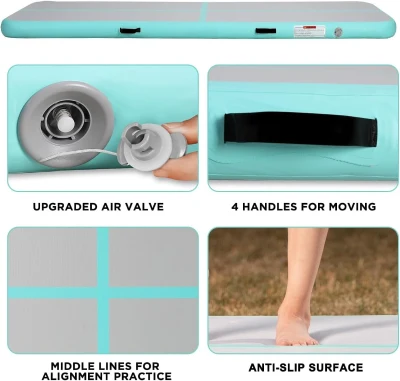 Air Inflatable Gymnastics Tumble Track 6ft/10ft/13ft/16ft/20ft — 4"" or 8"" Thick with Electric Air Pump for Cheerleading, Yoga, Pool & Outdoor Use