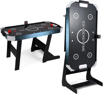Goplus 56"" Foldable Air Hockey Table with 12V Motor, LED Digital Scoreboard, 2 Pucks & 2 Pushers – Home, Office, Game Room