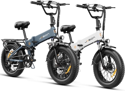 Jasion X-Hunter Foldable Electric Bike — 1400W Peak Motor, 30 MPH Top Speed, 70+ Mile Range, 624Wh Removable Battery, 20""x4"" Fat Tires, Full Suspension, 7-Speed E-Bike for Adults