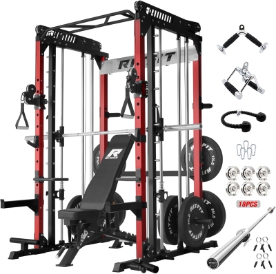RitFit M1 / M1 Pro Smith Machine with Cable Crossover — Multi-Function Power Cage Package for Home Gym