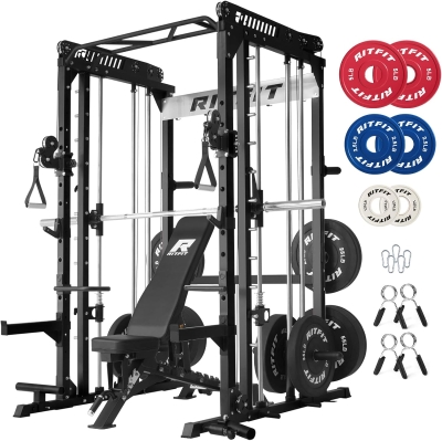 RitFit M1 / M1 Pro Smith Machine with Cable Crossover, Multi-Function Power Rack Package
