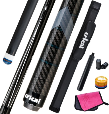 CRICAL 58"" Carbon Fiber Pool Cue – Professional Low-Deflection Billiard Cue with 12.5mm Tip & 3/8×8 Pin Joint