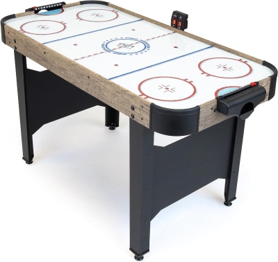 GoSports 48-inch Air Hockey Arcade Table for Kids — Oak or Black, Includes 2 Pushers, 3 Pucks, AC Motor & LED Scoreboard