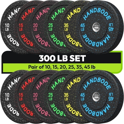 Olympic 2-Inch Bumper Plates — High-Rebound Colored Rubber Weight Set for Barbell Training (45/100/160/190/260/300 lb Choices)