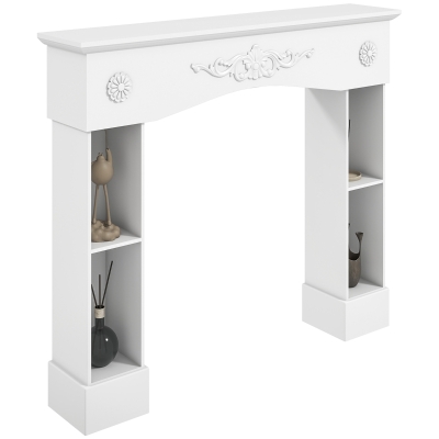 HOMCOM Baroque Freestanding Fireplace Mantel, 45.3" W, White