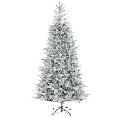 HOMCOM 9 ft Frosted Artificial Christmas Tree, Full Spruce, Hinged