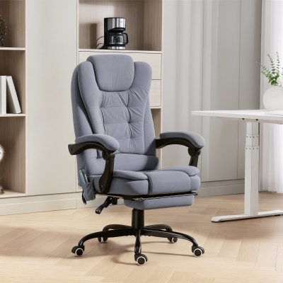 Vinsetto 7-Point Vibrating Massage Chair, Reclining Office Chair with Footrest, Reclining Back, Adjustable Height, Grey