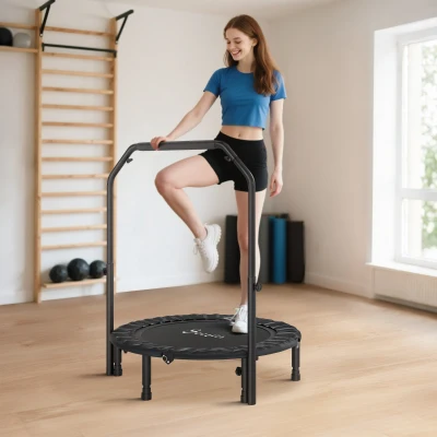 Soozier 40" Foldable Mini Rebounder Trampoline with Handle, Black