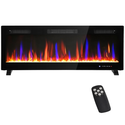 HOMCOM 50" Thin Electric Fireplace, Freestanding, Wall Mounted Fireplace Heater with Eco Mode, Auto Switch, Remote, 1500W