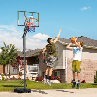 Soozier 4.1-8.5ft Adjustable Basketball Hoop with 33" Shatterproof Board, 18" Rim, Wheels and Fillable Base, for Teens Adults