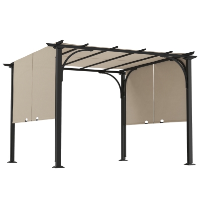 Outsunny 10' x 10' Outdoor Pergola Patio Gazebo Canopy Sun Shelter, Steel Frame, Beige